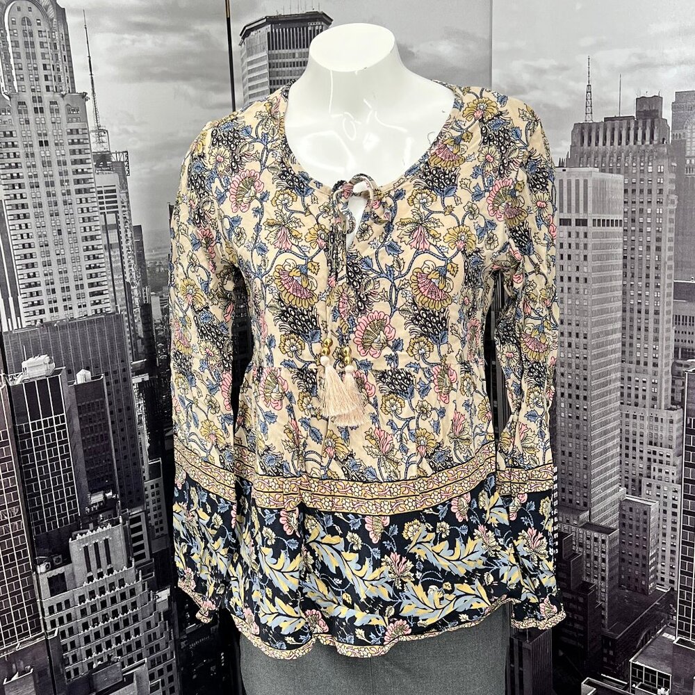 Lascana Floral Peasant Top – Size 6 – Boho Chic in Bloom